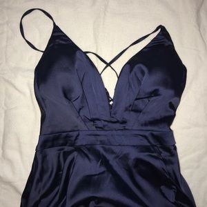 Velvet Navy Blue Long Dress